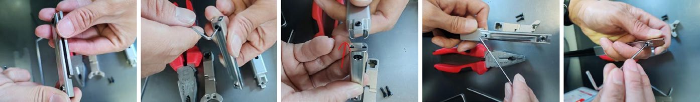 Installing the dual wire guide rods — step sequence